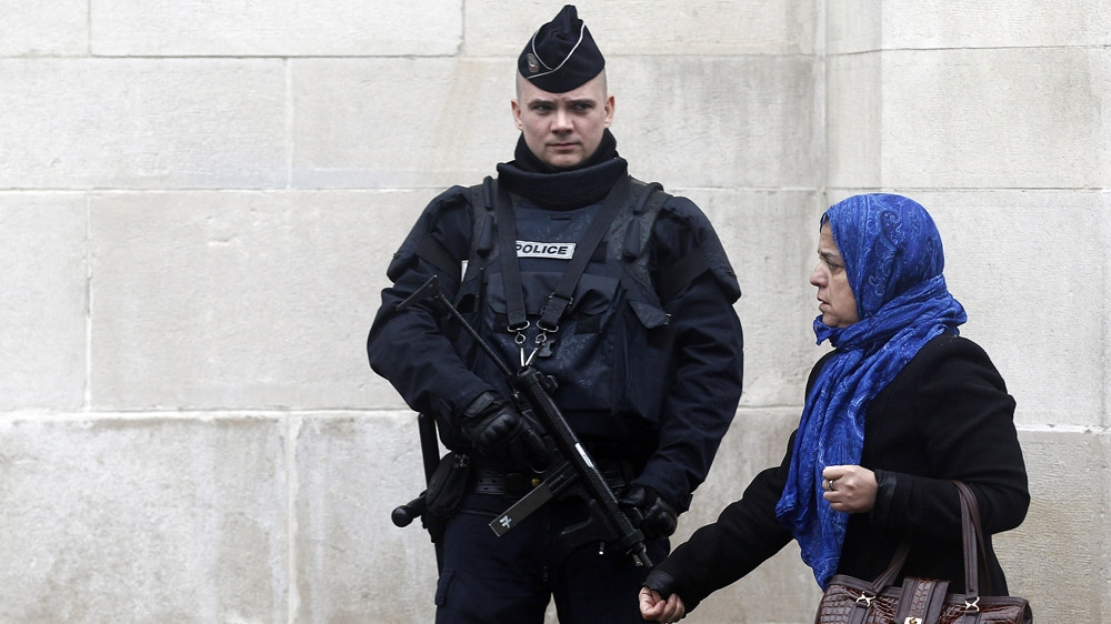 Le Pen has pledged restrictions on halal meat and headscarves if she wins the presidency [Thierry Chesnot/Getty Images]