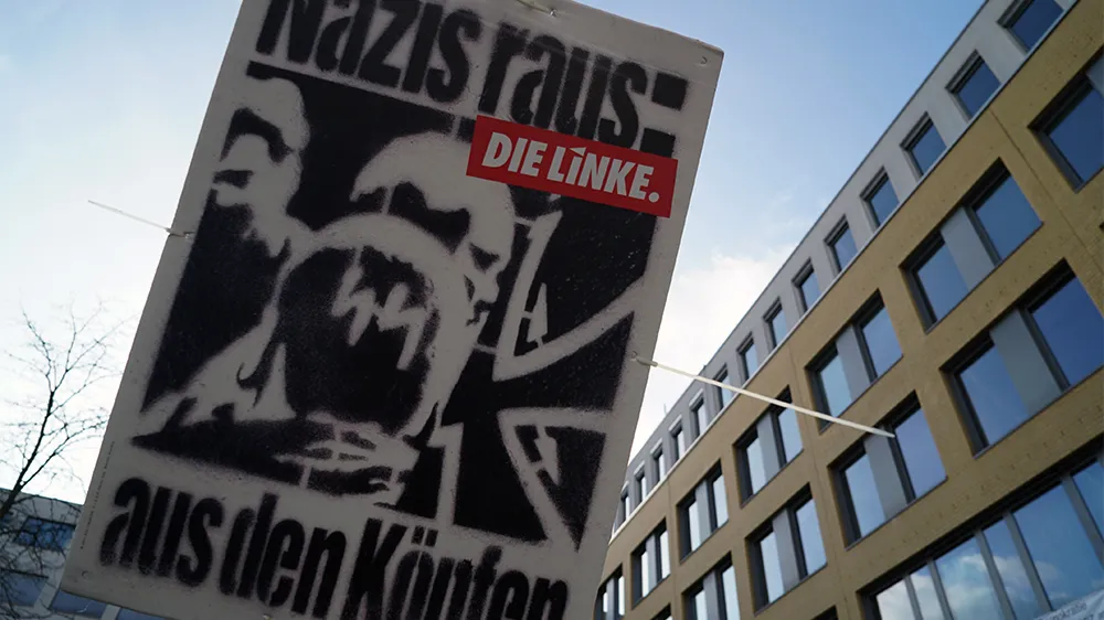 Raiko Hannemann, organiser of the refugee solidarity protest, said he hopes the AfD's success in the recent elections will serve as a 'wake-up call' for Germans [Sorin Furcoi/Al Jazeera]