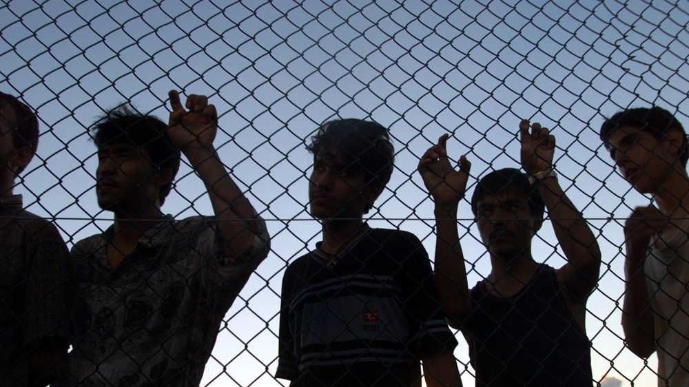 Asylum seekers at a detention centre in Nauru
