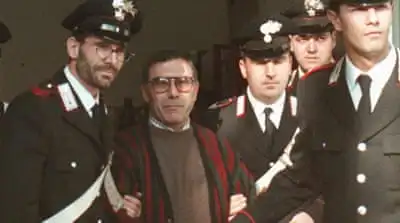 Reputed mafia boss Leoluca Bagarella, centre, is the brother-in-law of 'Toto' Riina [Gianni Schicchi/AP]