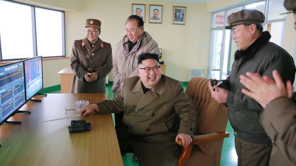 North Korean leader Kim Jong Un watched the ground jet test of a Korean-style high-thrust engine newly developed by the Academy of the National Defence Science