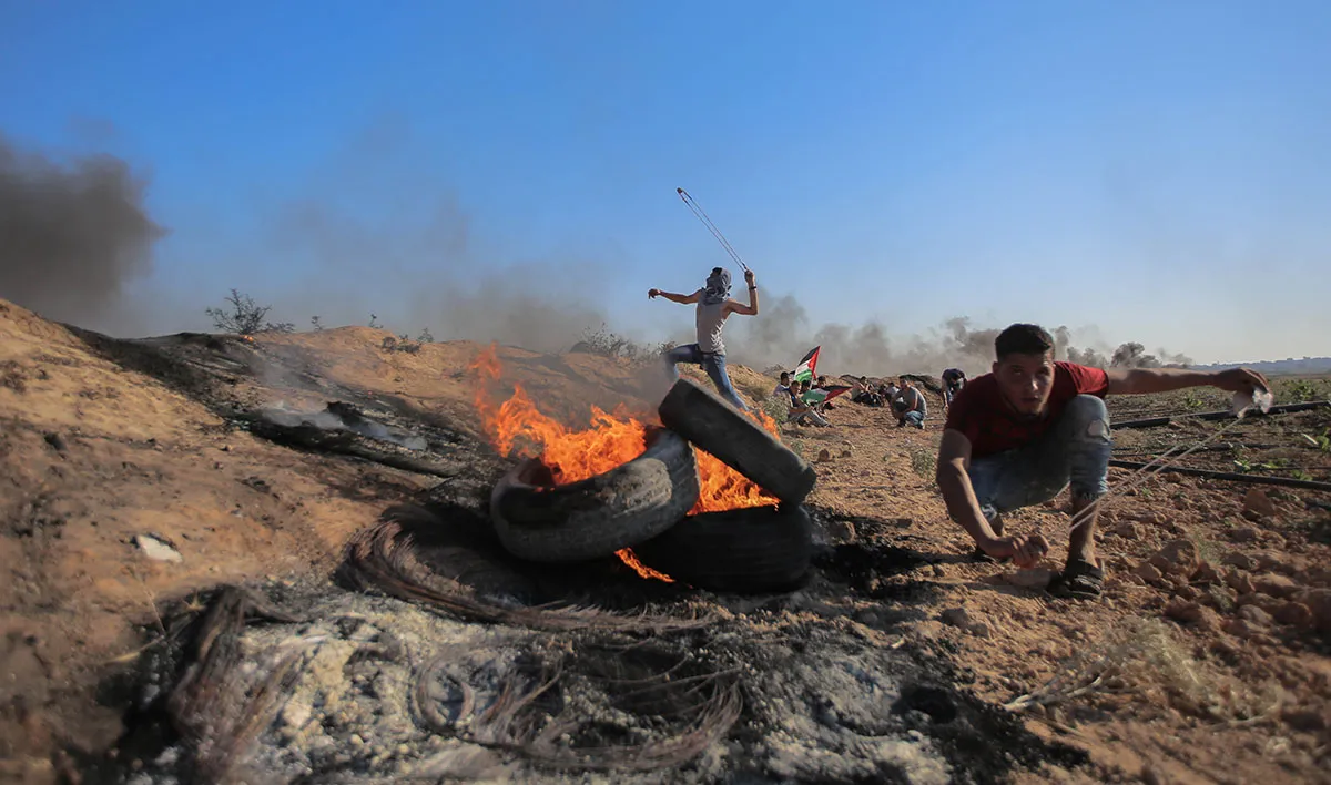 Palestinians protest on Gaza''s border with Israel