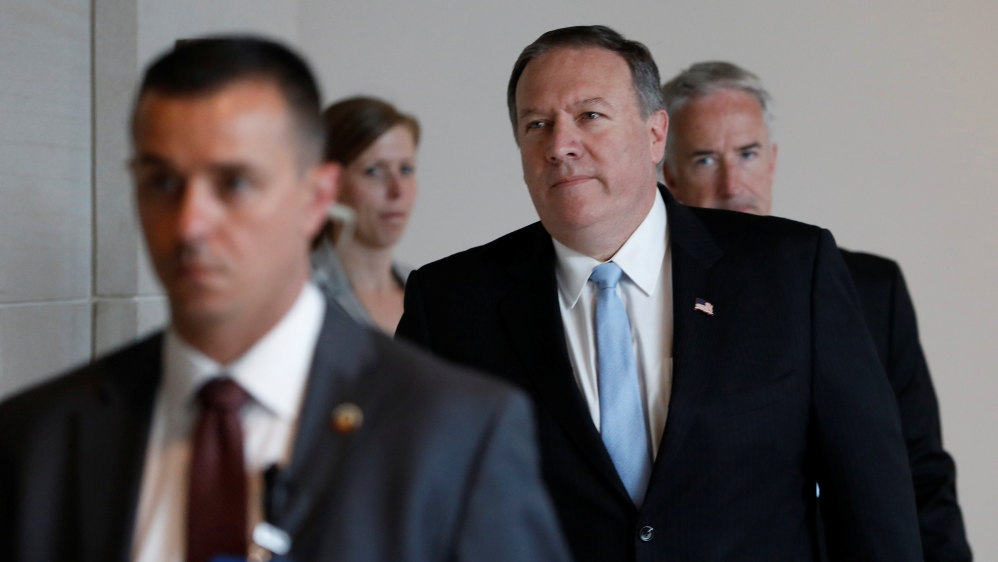 Central Intelligence Agency Director Mike Pompeo arrives for a closed briefing before the House Intelligence Committee on Capitol Hill