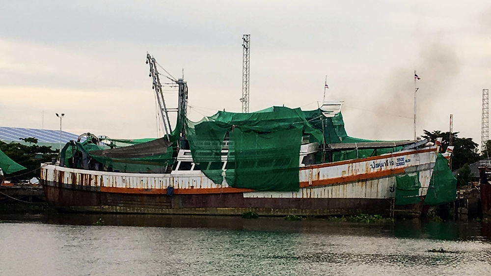 While it's not known if this ship is used for slave labour, ships like this carry forcibly employed fishermen across the waters of Southeast Asia. A crew of around 30 would work on a trawler of this size. Sleeping quarters are tiny, windowless berths in the hull [JJ Rose/Al Jazeera]