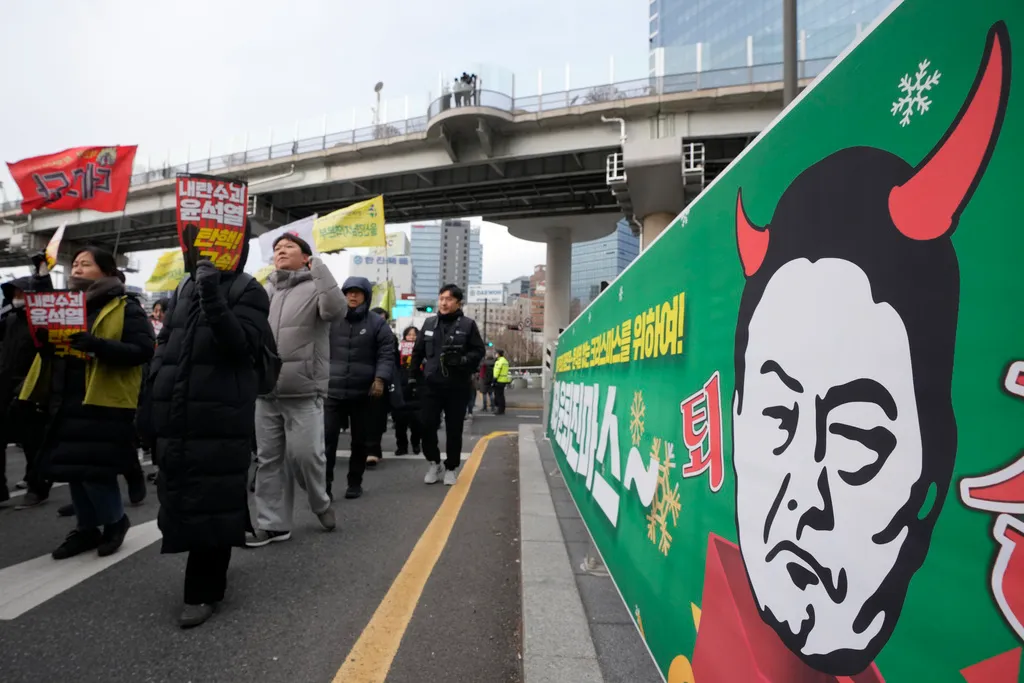 Protesters marching
