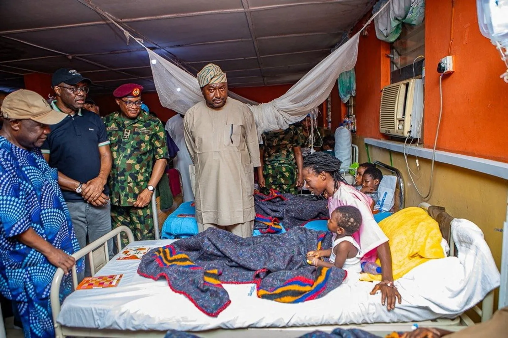 Oyo State Governor Seyi Makinde visits a hospital where schoolchildren and teachers who were kidnapped by gunmen in Nigeria's southwestern Oyo state nearly two months ago and were rescued by security forces are treated, in Oyo, Nigeria, in this handout picture released July 11, 2026. [Oyo State Government/Reuters]